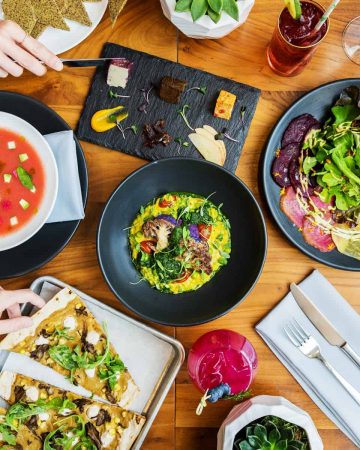 Overhead shot of dishes at ALTHEA Chicago restaurant