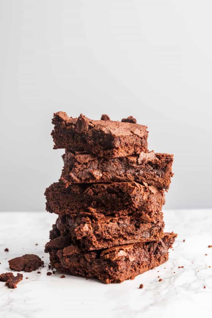 Tall stack of brownies