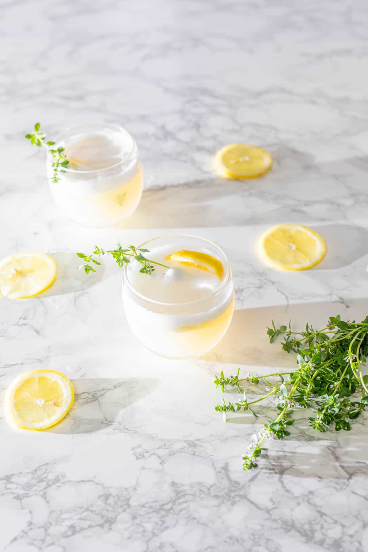 Vegan Gin Fizz with Thyme Simple Syrup Seitan Beats Your Meat